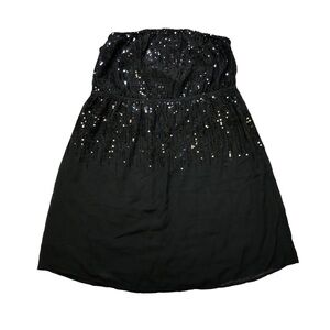 Lane Bryant Black Sequins Strapless Cocktail Dress Holiday Party
